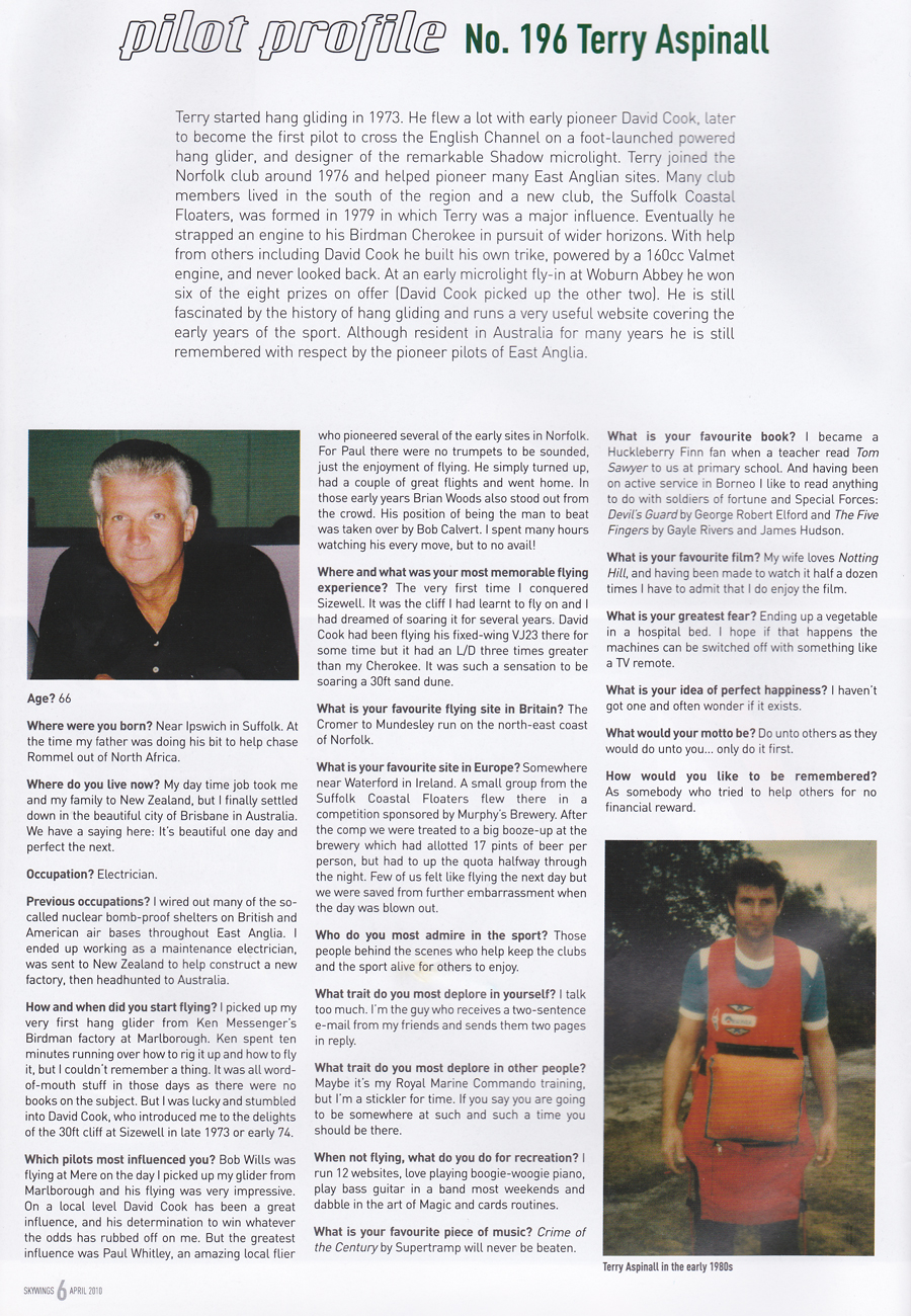 Profile of the author, Terry Aspinall